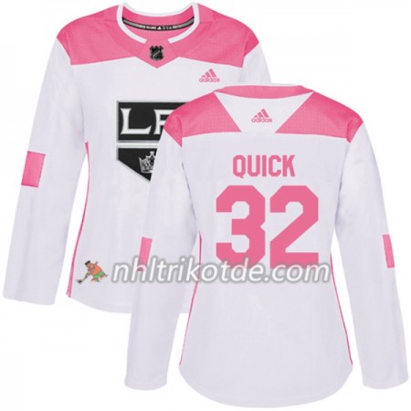 Los Angeles Kings Trikot Jonathan Quick 32 Adidas 2017-2018 Weiß Pink Fashion Authentic - Dame